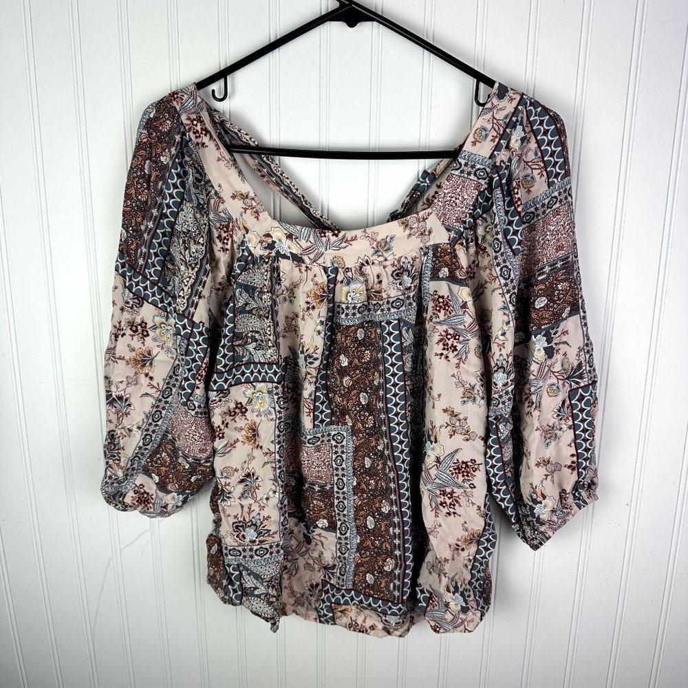 Savanna Jane womens blouse boho patchwork flowy size small